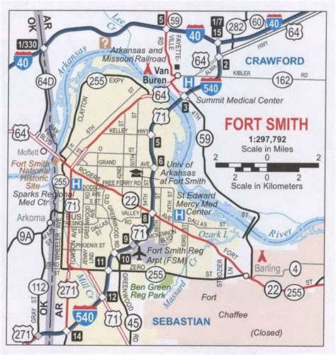 Fort Smith Ar Road Map Free Map Highway Fort Smith City Surrounding Area