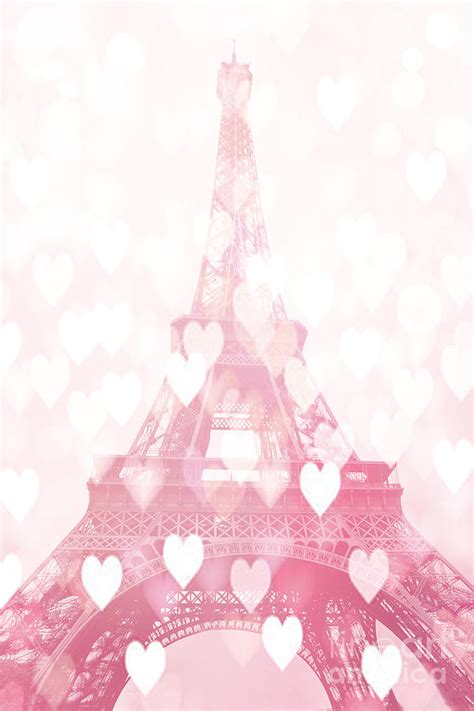 Paris Eiffel Tower Dreamy Pink Hearts Valentine Paris In Love Eiffel