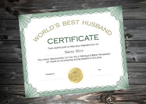 Buy 2 Get 1 Free Best Husband Certificate Humor Love Valentine