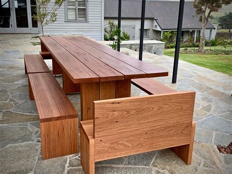 Kids can use the large workspace for working on homework, making crafts or even enjoying tasty meal. Outdoor Dining Table with Bench Seats | Shiver Me Timbers