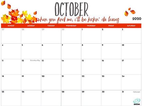 Printable Calendars For Moms Imom October Calendar