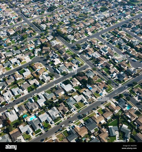 Aerial View Of Residential Urban Sprawl In Southern California Stock