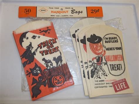 Vintage 1960 Halloween Treat Bags Moro Handout Bags Glendale Cowboy
