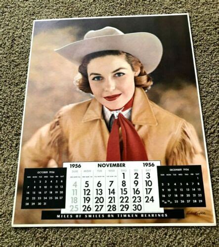 November 1956 Western Gal Birthday Month Calendar Art Print 16 X 24