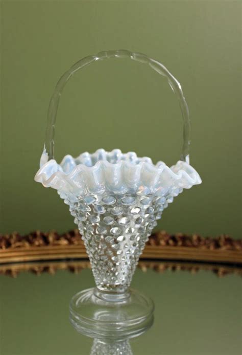 Fenton French Opalescent Hobnail Crystal Basket Hobnail Etsy Crystals Hobnail Glass Fenton