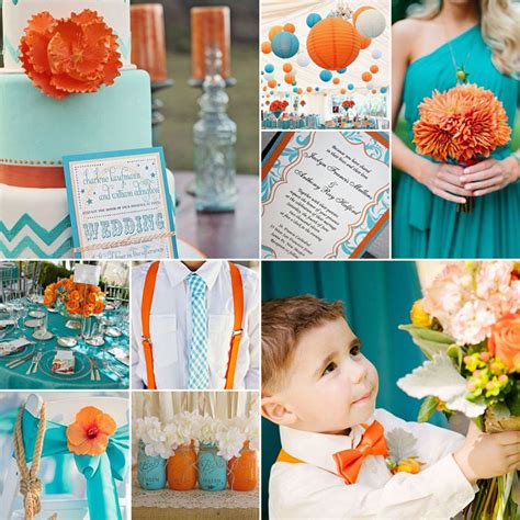 Turquoise And Orange Wedding Colours