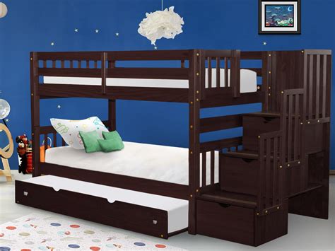 Bedz King Stairway Bunk Beds Twin Over Twin With 3 Drawers In The Steps