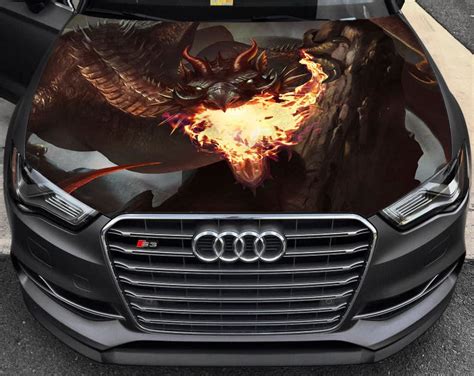 Vinyl Car Hood Full Color Wrap Graphics Decal Fantasy Dragon Etsy