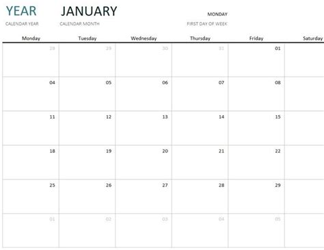 Any Year One Month Calendar Free Yearly 12 Month Calendar E Page