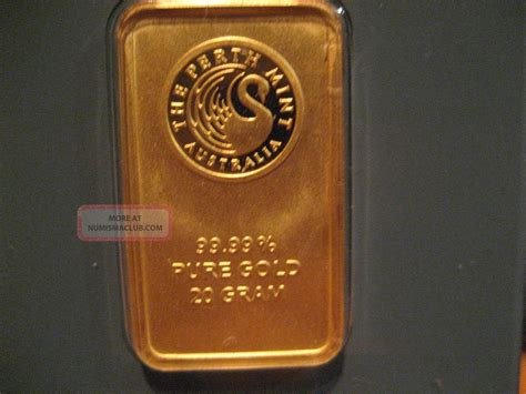 Gold Bar 20 Gram Perth 9999 Fine Gold Bullion Bar In Assay Card