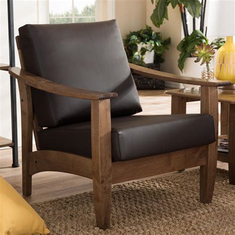 The curvy and refined havana brown leather chair is a sumptuous armchair that can be used as an occasional chair for when you have guests. Baxton Studio Pierce Dark Brown Faux Leather Upholstered ...