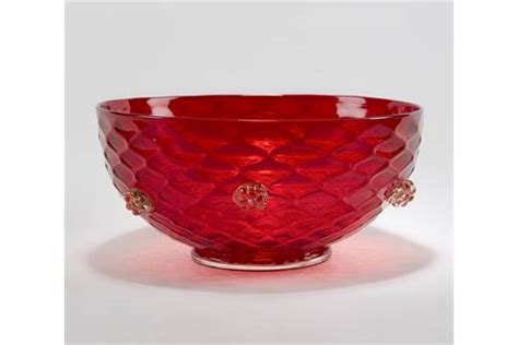 Murano Art Glass Bowl Italian Murano Red Art Glass Bowl With Berry Applications Date Circa 1950 1