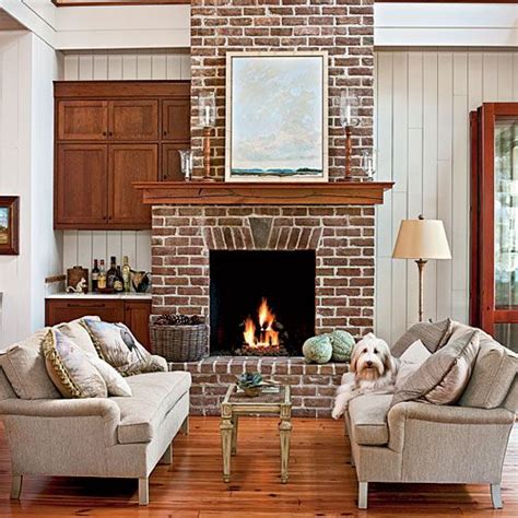 20+30+ Modern Living Room With Red Brick Fireplace
