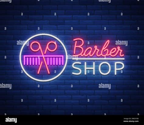 Vector Logo Neon Sign Barber Shop For Your Design For A Label A Sign