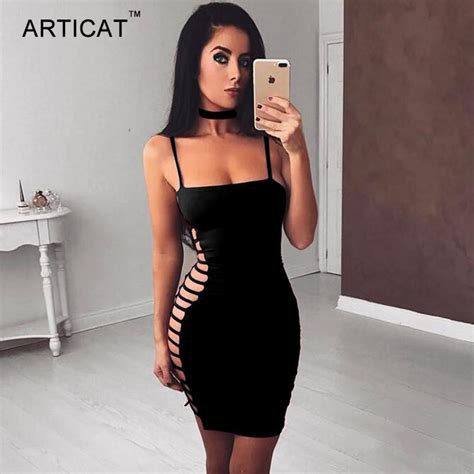 Articat Sexy Side Hollow Out Bodycon Bandage Dress 2017 Party Dresses