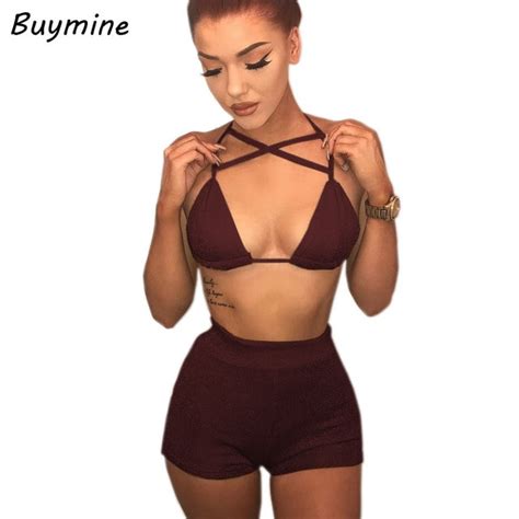 bandage crop top and shorts two piece set women silk halter cropped top and shorts sexy backless