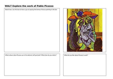 Picasso Worksheet Exploring The Work Of Picasso Teaching Resources