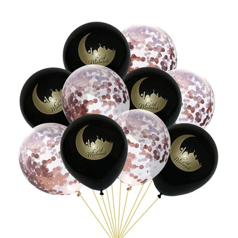 Eid Mubarak Balloon Pack Black And Rose Gold Pack Of 10 Suhayla