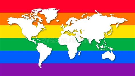 Illustration Of Lgbt Rainbow Pride Flag With A World Map Stock