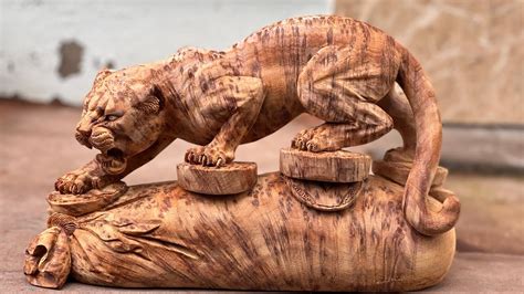 Wooden Jaguar Sculpture TUAN WOOD CARVINGS YouTube