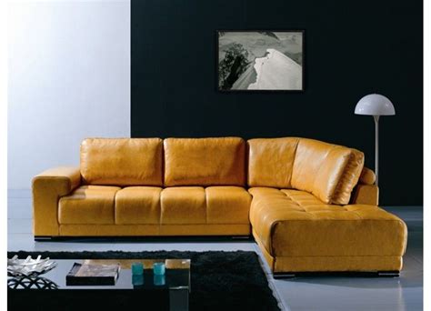 ( 0.0) out of 5 stars. Loren - Modern Gold Leather Sectional Sofa | Italian ...