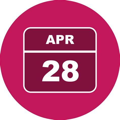 April 28th Date On A Single Day Calendar 486456 Vector Art At Vecteezy