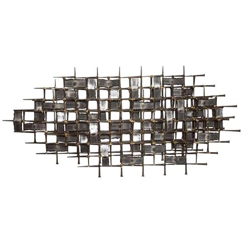 Mid Century Brutalist Brass Wall Sculpture By Ron Schmidt At 1stdibs