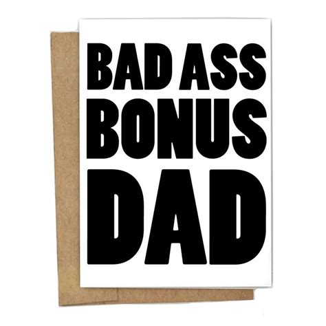 Badass Bonus Dad Greeting Card Fathers Day Card Stepdad Fathers Day