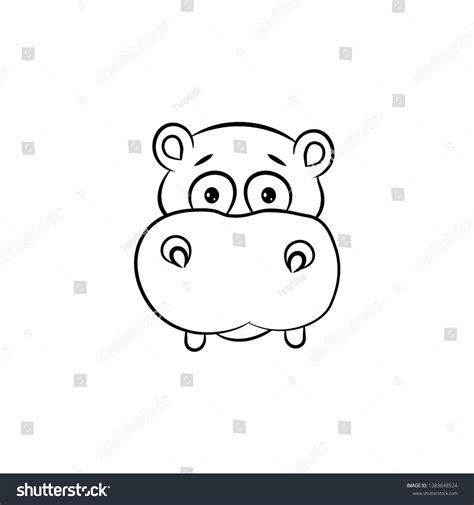 Cute Little Hippo Drawing Line Art Stock Vector Royalty Free 1283648524