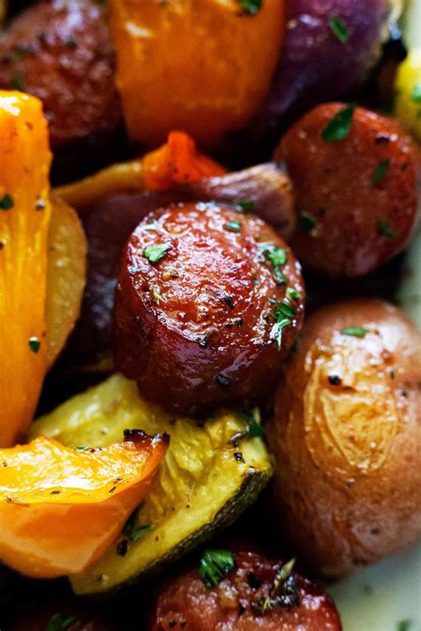 Add 1/3 cup oil, 2/3 cup salt, and peels from two potatoes (these help to pull any remaining wax or grease from the pan surface). One Pan Smoked Sausage with Potatoes and Veggies • So Damn ...