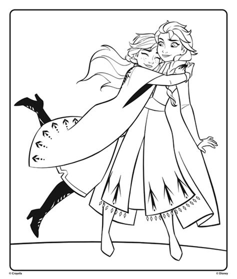 Anna And Elsa From Disney Frozen Hugging Coloring Page Coloring Nation