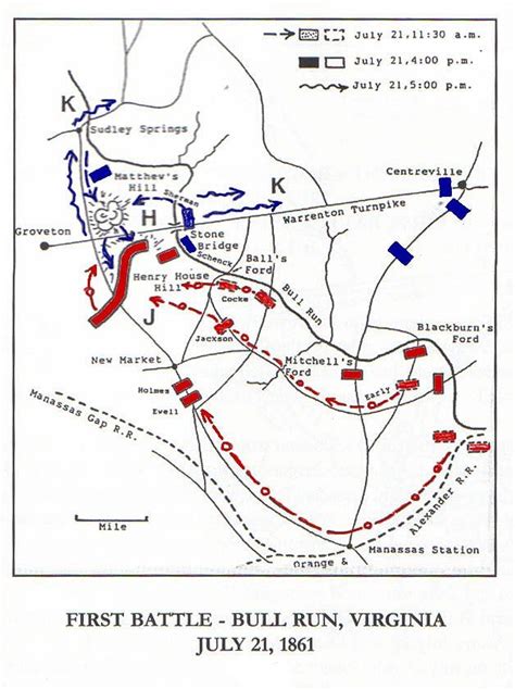 First Bull Run Civil War Battle Map Civil War Battles Bull Run
