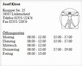 Josef Klose Chirotherapeuten in Lüdenscheid Oberrahmede - Öffnungszeiten