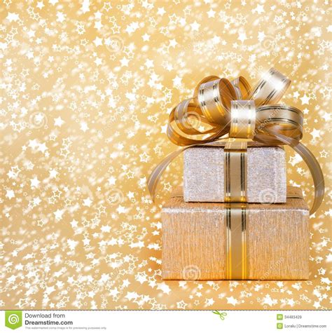 T Box In Gold Wrapping Paper Stock Image Image Of Invitation