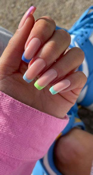 Cute Summer Nails Multi Colored French Tip Nails