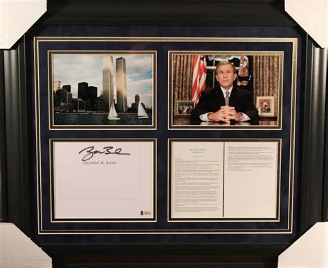 George W Bush Signed 19x23 Custom Framed September 11th Speech Display