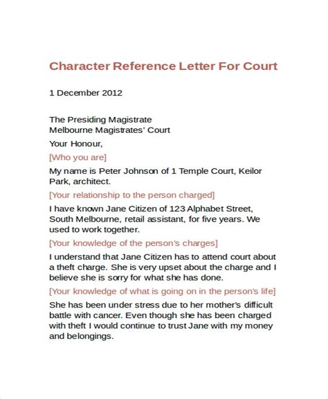 That is, specifically state your desire for this letter to be taken as a serious character reference and what impact you hope it will have. 12+ Sample Character Reference Letter Templates - PDF, DOC ...