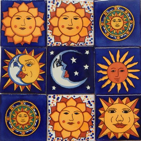 Color Y Tradicion Sun Moon Talavera Mexican Tile 4x4 Hand Painted Buy