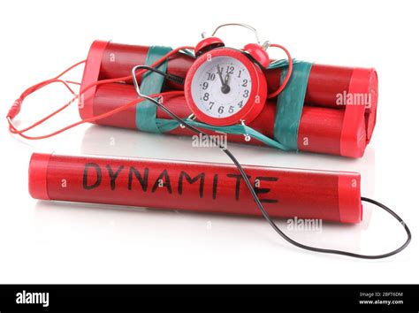 Timebomb Made Of Dynamite Isolated On White Stock Photo Alamy