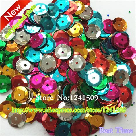 New Pvc Round Shape Sequins 10mm 1 Hole 1440pcs Mixed Color Sew On App