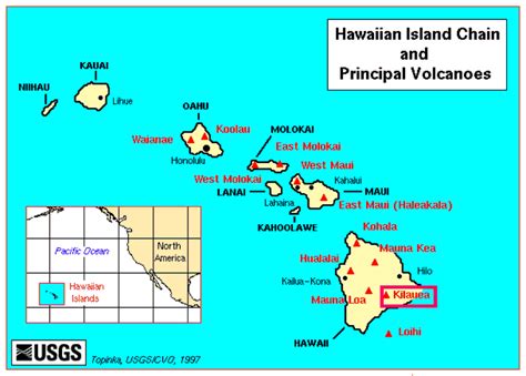 Map Of Major Volcanoes Of The Island Of Hawai`i Honolulu Oahu