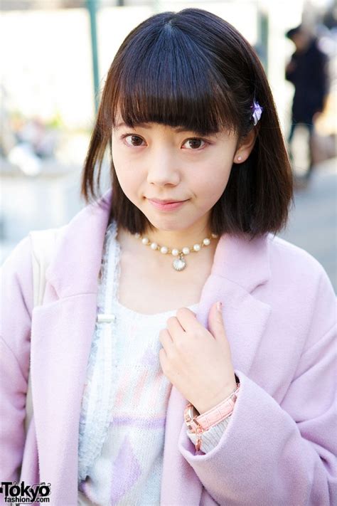 Japanese Idol W Cute Pink Coat Heart Bag And Creepers In Harajuku