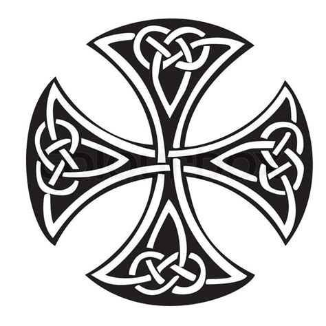 Knotted Celtic Cross Stencil Vector Illustration For Web Vector