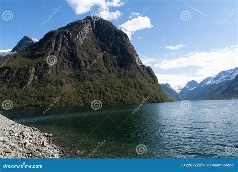 Fjords Over Lake Oldevatnet Near Olden A Village And Urban Area In The