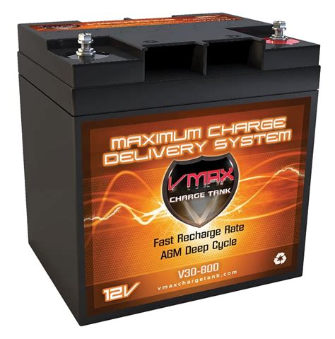 Vmax V30 800 12v 30ah Agm Deep Cycle Battery 65lx5wx72h For 12
