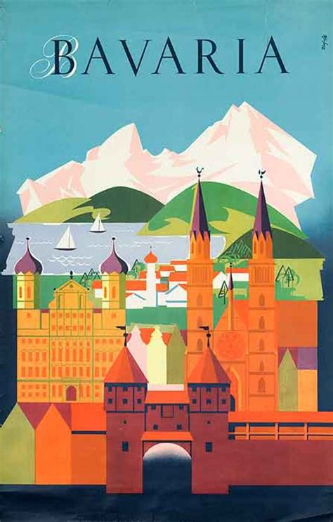Bavaria Original Vintage German Travel Poster David Pollack Vintage