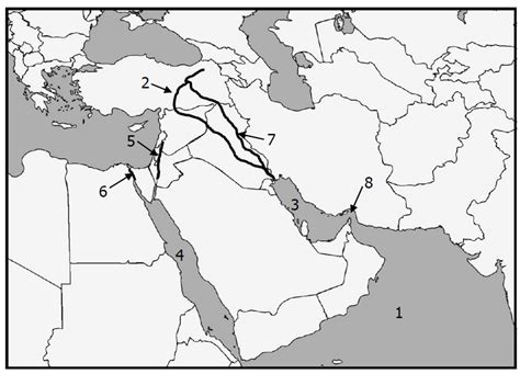 Physical Map Of Middle East Rivers