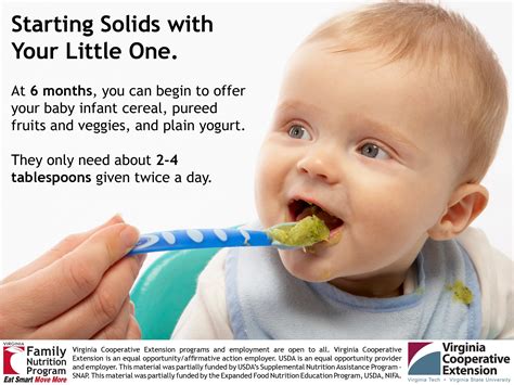 Breastfeed or bottle feed before the meal. Starting Solids with Your Baby | Virginia Family Nutrition ...