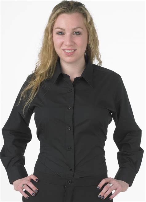 Fitted Long Sleeve Womens Black Dress Shirt Sh1902c 01