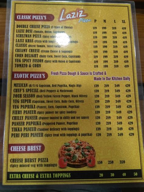 Menu At Laziz Pizza Hsr Layout Bengaluru Aanvi Hearing Care